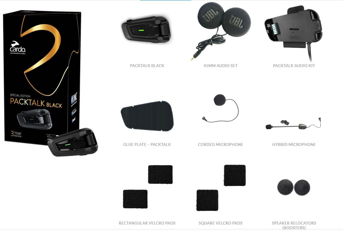 Cardo Bluetooth SINGLE Headset Packtalk BLACK EDITION SINGLE
